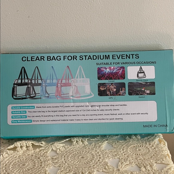 Transparent Black Trim Tote Bag for Stadium Events - Picture 7 of 9